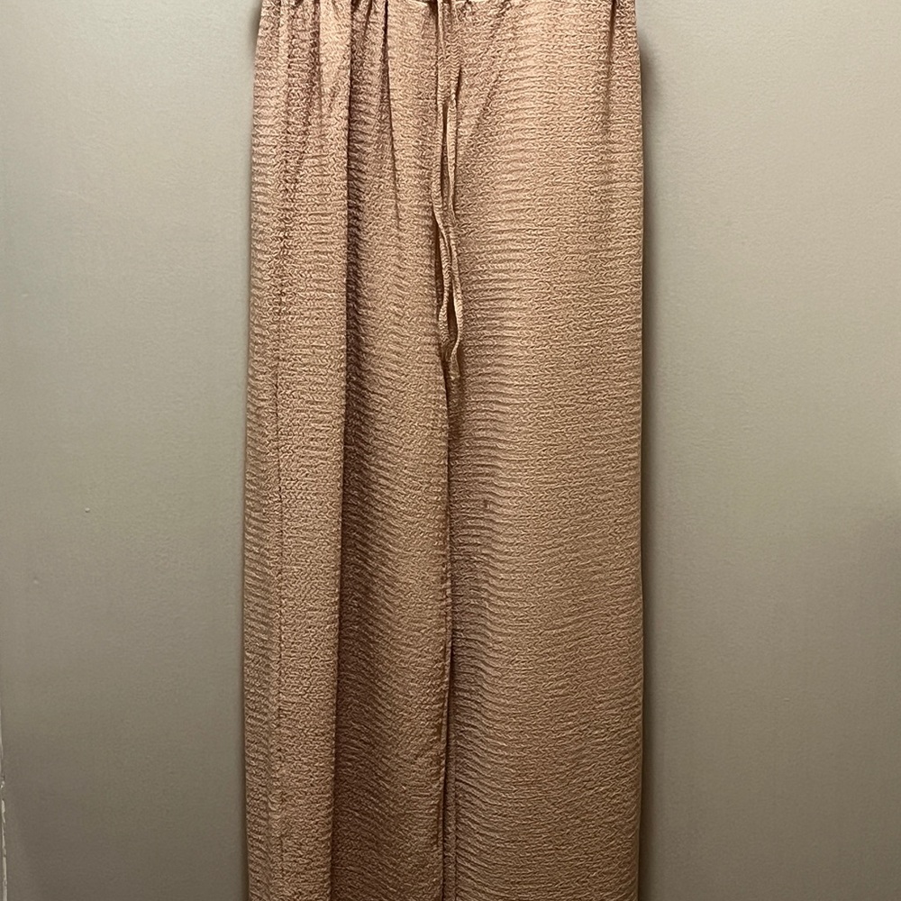 Wide Leg Drawstring Pants in Beige